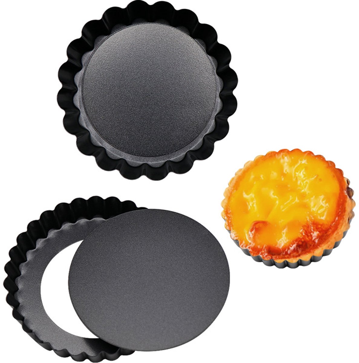 Quichevormpjes - Met Losse Bodem - 4 Stuks - Gebak Vormen -Taartvorm - Cakevorm - Taartpan - Fruitcakevorm - Taartbodemvorm - Eiertaartvormen - Quichepan - Bakspullen - Bakplaat - Ronde Bakvorm - Antiaanbaklaag - ø 10.5 Cm – foto 8