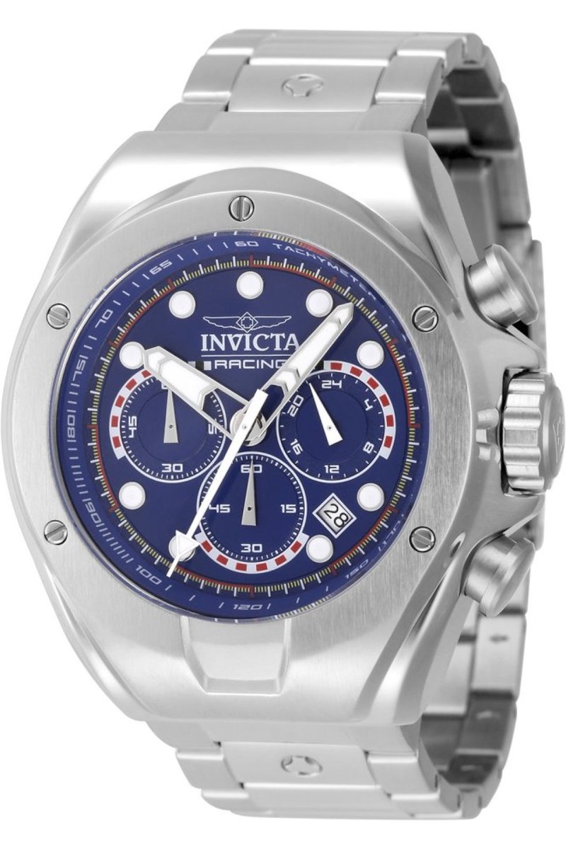Invicta Racing 47745 Heren Horloge - Waterdicht - Analoog - Quartz Uurwerk - Roestvrij Staal met blauwe Wijzerplaat - 48mm