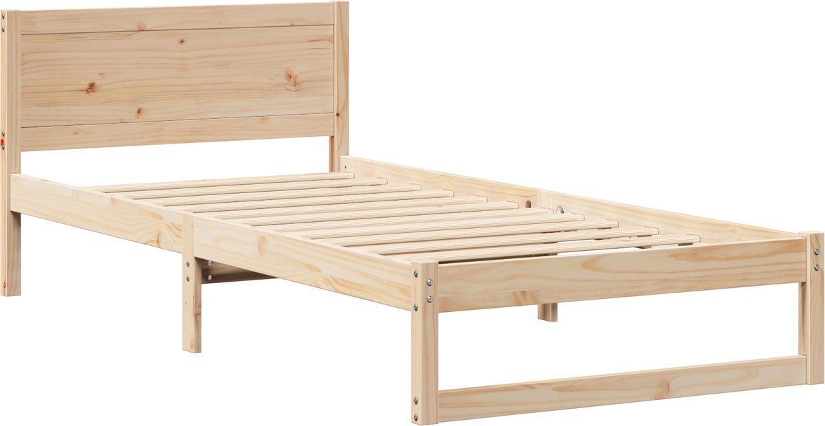 vidaXL - Bedframe - met - hoofdeinde - Naturel - 80 - x - 200 - cm - Massief - grenenhout
