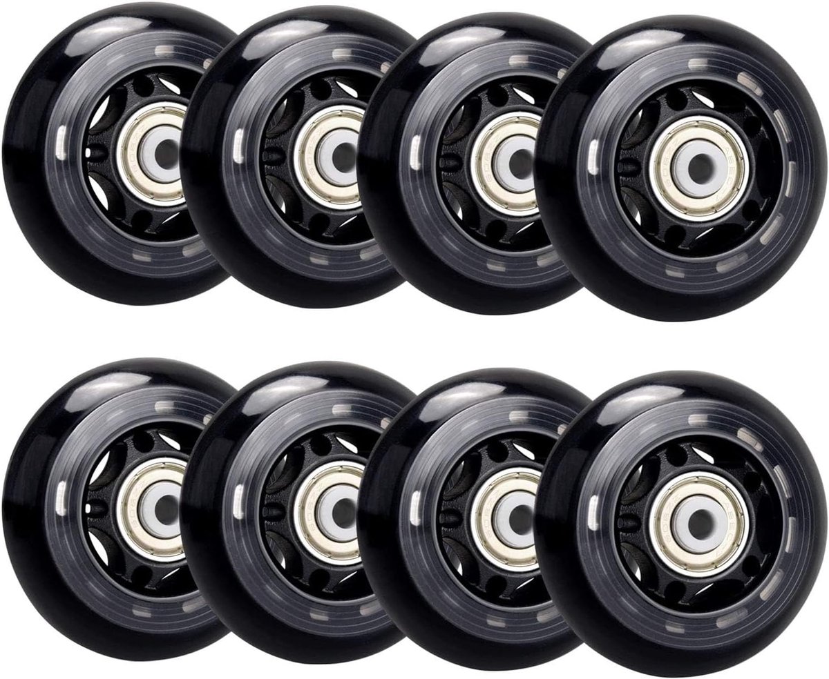 Skate Wielen Set 8 Stuks PU Wielen 64 Mm 82A ABEC-7 Lagers Rolschaatsen 8 Pack Roller Skate Wielen Met Lagers Geïnstalleer... - Vicedeal Wielen Met ABEC-7 Lagers Inline Skates Wheels