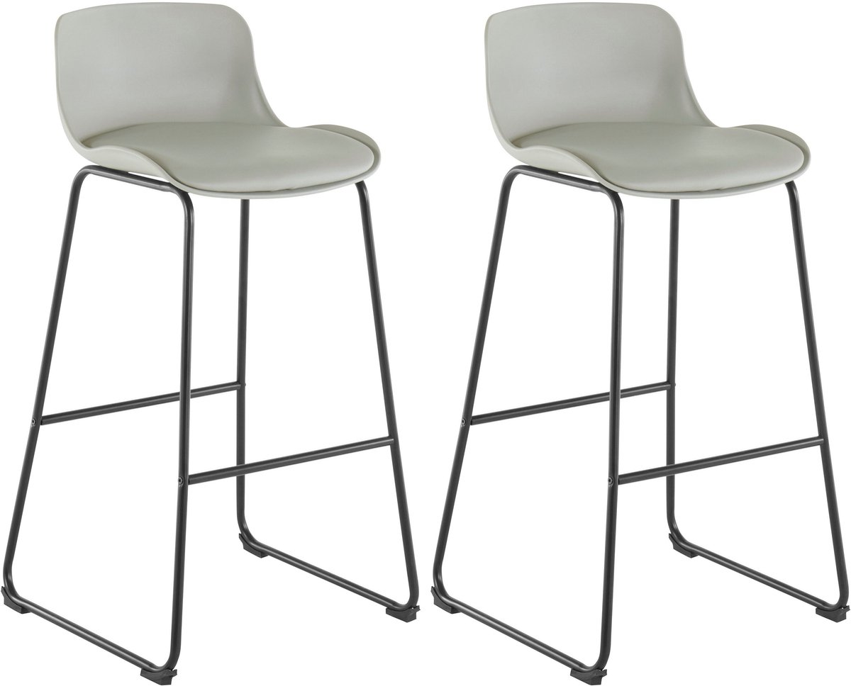 Notio Living Jasmin-Barkruk - Set van 2 - Lichtgrijs PU