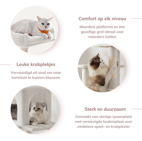 Roze kattenkrabpaal met comfortabele niveaus, krabmogelijkheden en stevige bodem.