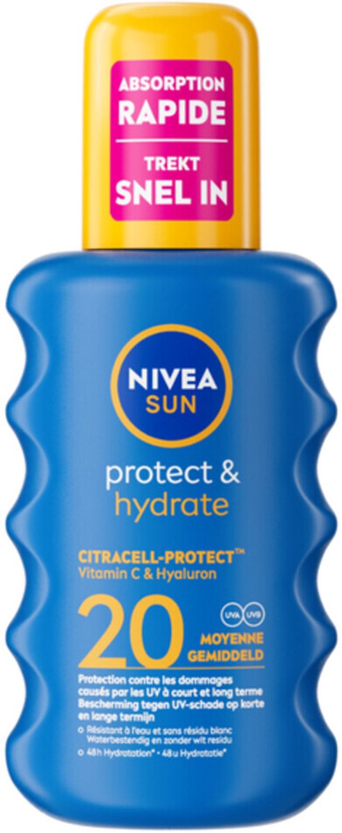 NIVEA Sun Protect & Hydrate Zonnespray SPF 20 - 6 x 200 ml - Voordeelverpakking
