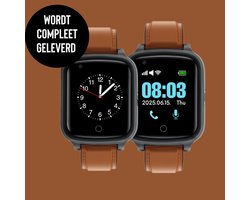Weewise WS80 - GPS Horloge Senior - Smartwatch voor Ouderen - Persoonlijke alarmen - alarm horloge ouderen - GPS Horloge Alzheimer - Valdetectie - Bruin