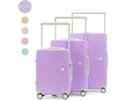 Skycases City Walker - 3-delige Kofferset - Lichtgewicht & Duurzaam - 34, 77 & 94 Liter - 360° Spinner Wielen - TSA-slot - Inclusief Beschermhoezen - Paars