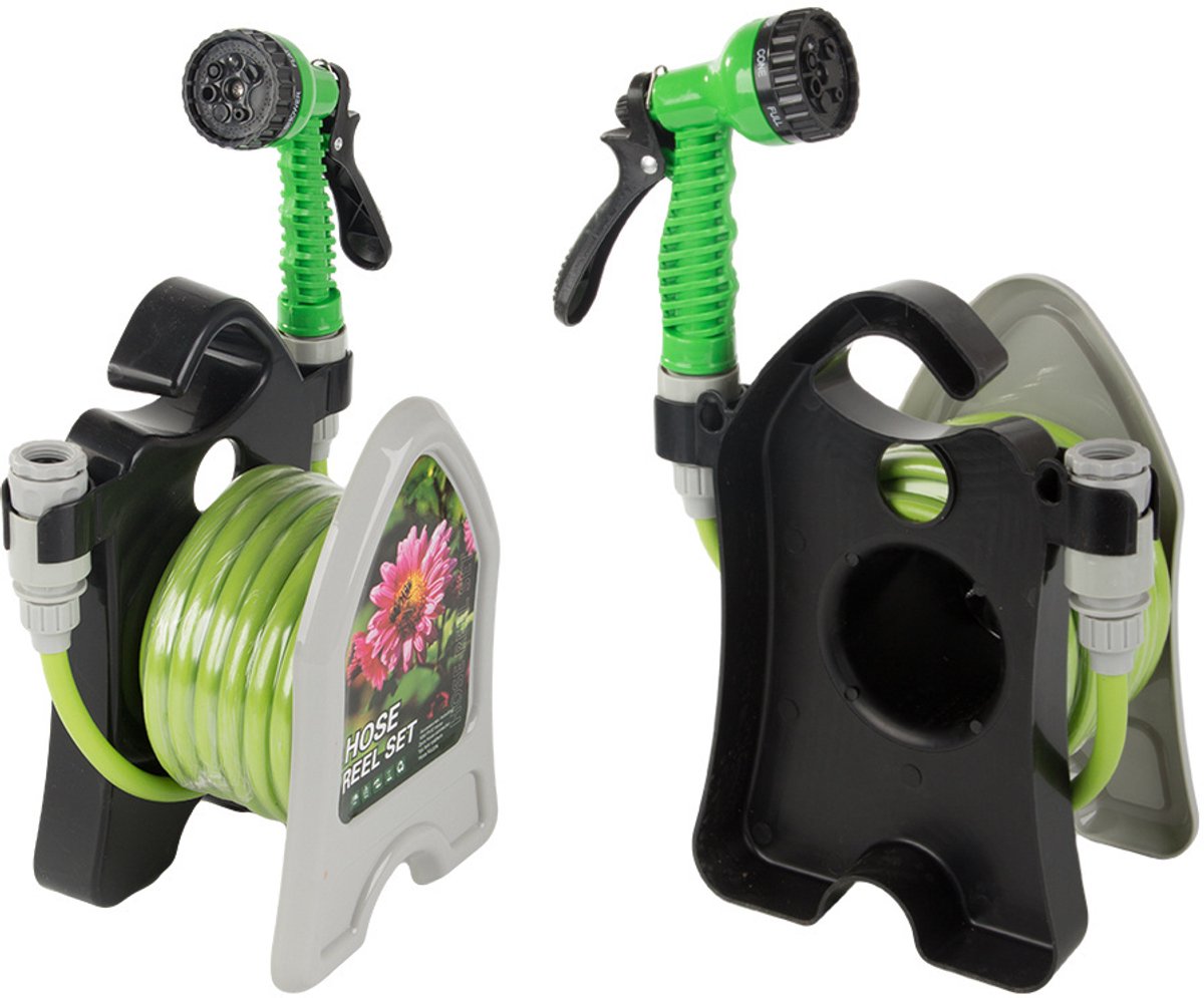 Tuinslang 10 meter met standaard - Inclusief 7-in-1 spuitpistool - Compacte, lichtgewicht en weerbestendige hogedruk tuinslanghaspel - Tuinslang Gardena - Tuinslangkoppelingen - groente - 65304 – foto 3