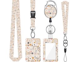 Nek en Pols Keycords met Uittrekbare Sleutelhanger & Badgehouder - Afneembare Lanyard - Trekkoord Badge Pashouder - Clip Keykoord - Intrekbare Houder voor Kaart/Sleutels - Universeel Telefoon, GSM Koord - Sleutelkoord/Nekkoord - Telefoonkoord Ketting