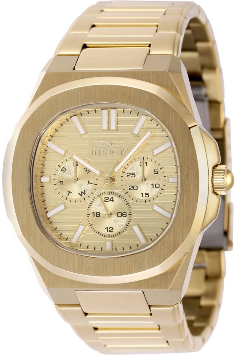 Invicta Speedway 48525 Heren Horloge - Waterdicht - Analoog - Quartz Uurwerk - Roestvrij Staal met gouden Wijzerplaat - 41mm