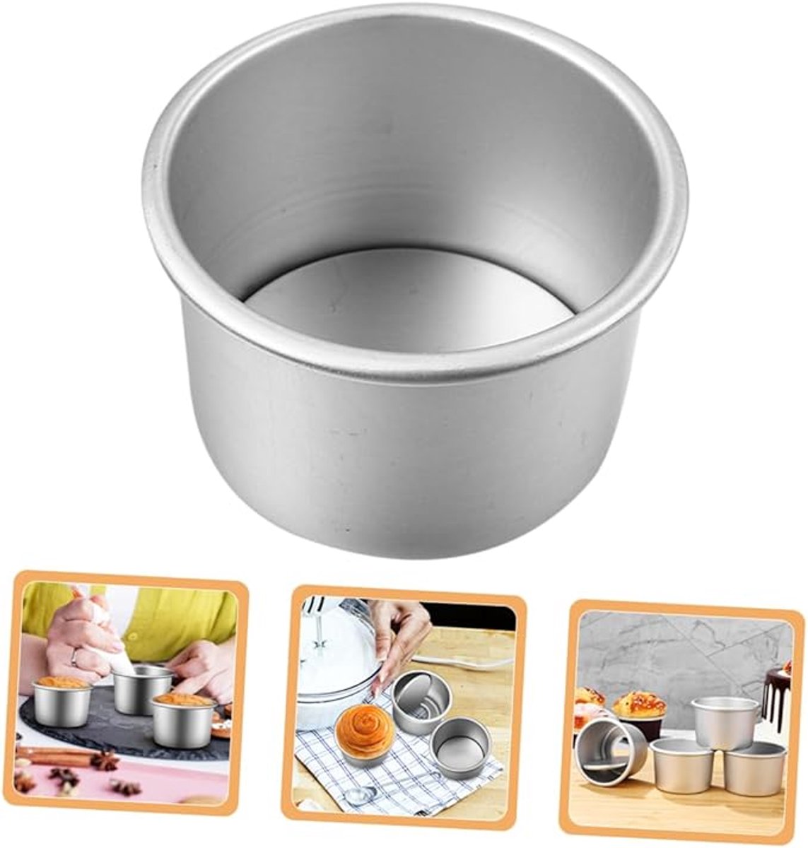5 stuks - Quichevorm - Bakvorm - Taartvorm - Bak Vorm Voor Cake & Taarten - Met Anti-Aanbak Laag & Losse Bodem - zilver - metaal - 6.3*6.3*4cm – foto 2