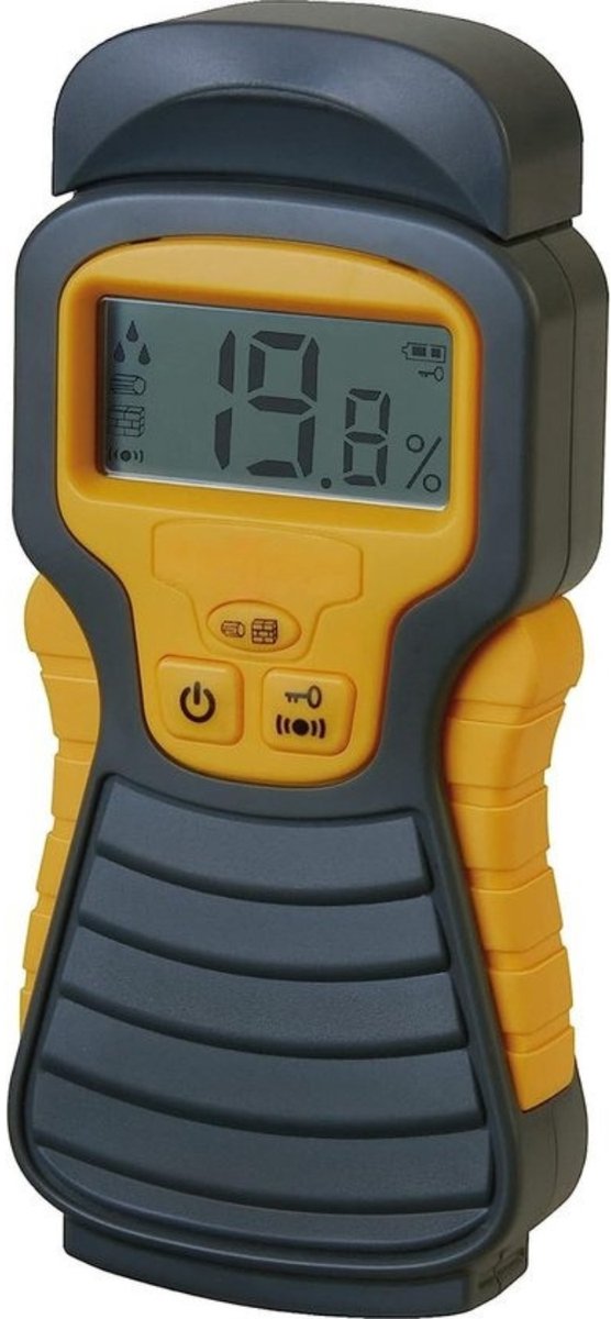 Intelectro Vochtmeter voor Muren/Hout - Ultieme Vochtmeter voor Hout en Bouwmaterialen - Breed Toepassingsbereik - LCD Display - Nauwkeurige Meting - Geel - Levering Sneller dan Aangegeven!