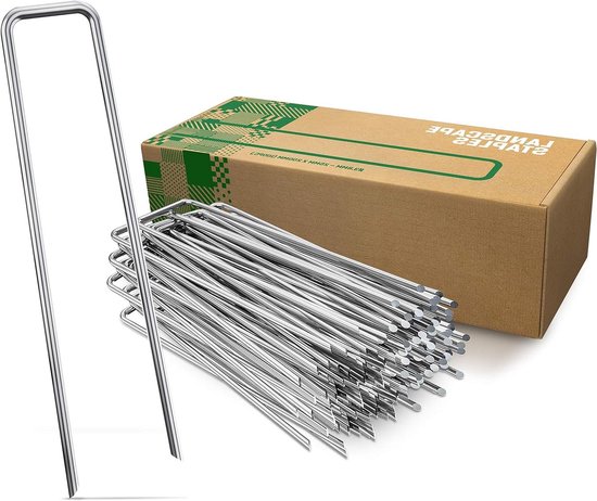 100 Piquet Jardin de Fixation en Acier Galvanisé 4x10cm - Ancrage au