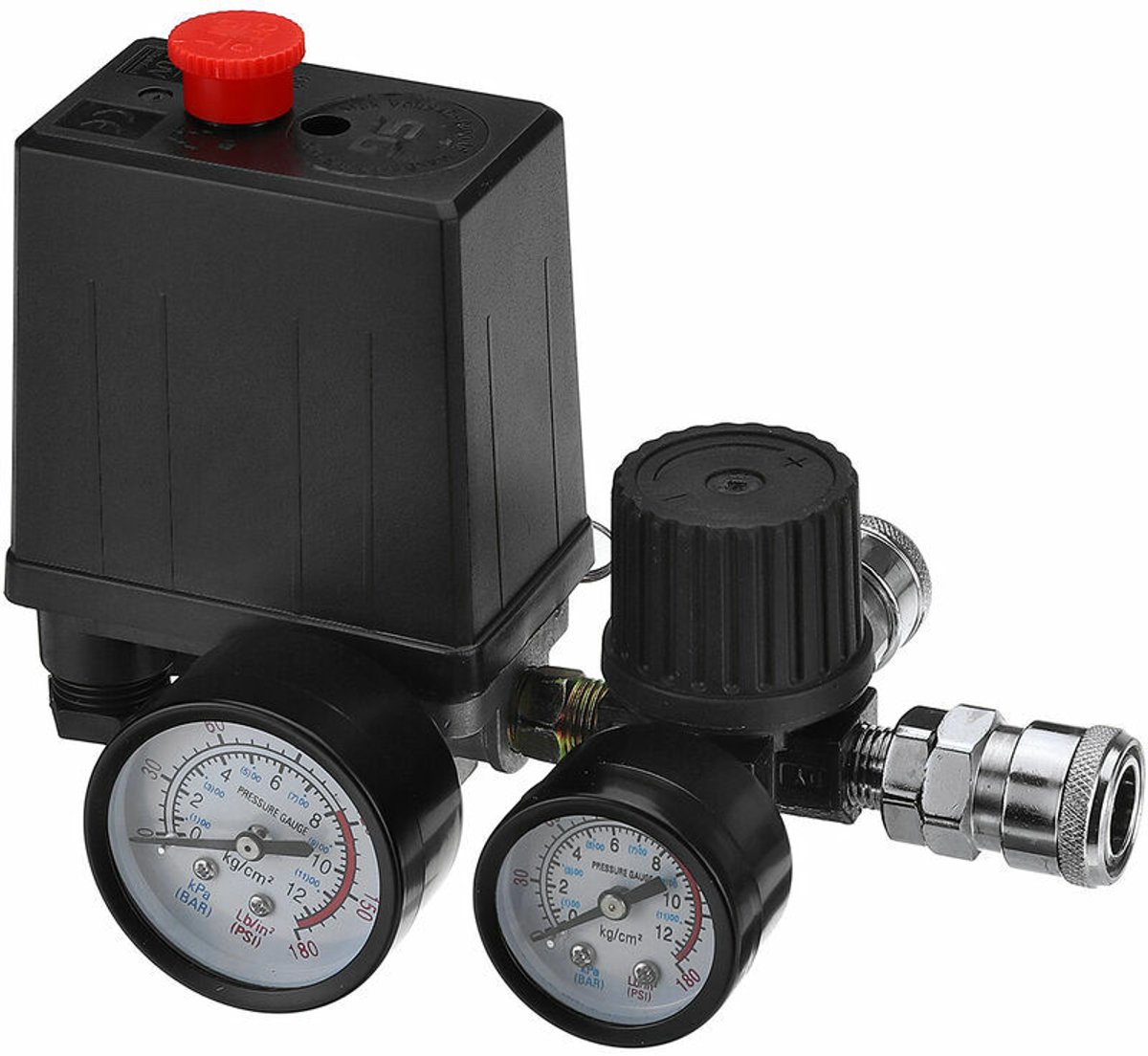 Compressor luchtcompressor drukschakelaar regelklep regelaar instrument 220 V 0-180 PSI, met snelkoppeling (220 V)