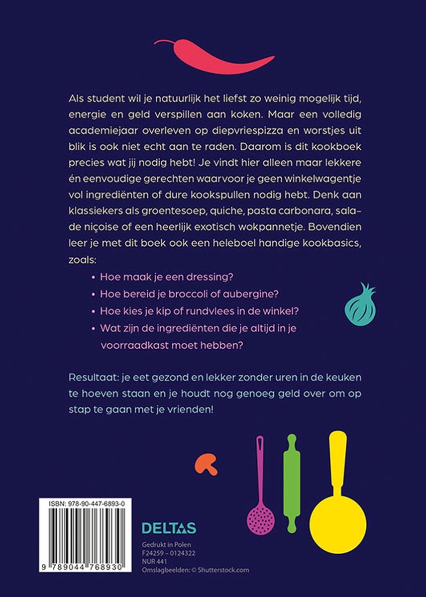 Deltas Het allerbeste kookboek studenten - back cover