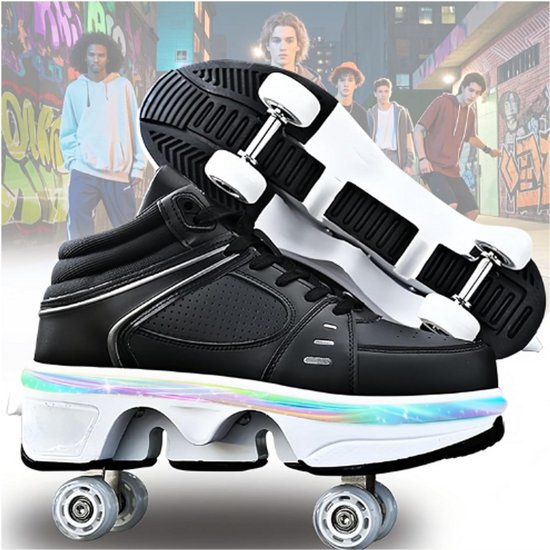 Rolschaatsen Met Led-verlichting Quad Rolschaatsen Inline Skates Sportschoenen Verstelbare 2-in-1 Multifunctionele Schoenen Buitensporten Skateschoenen Voor Dames,EUR39