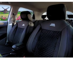 Autostoelhoezen voor Land Rover Defender 1 1990-2016 in pasvorm| Set van 2 stuks | Bestuurder + Passagiersstoel AIS Serie | AIS103 | Zwart met witte stiknaden Autostoelhoezen voor Land Rover Defender 1 1990-2016 in pasvorm| Set van 2 stuks | Bestuurder + Passagiersstoel AIS Serie | AIS103 | Zwart met witte stiknaden