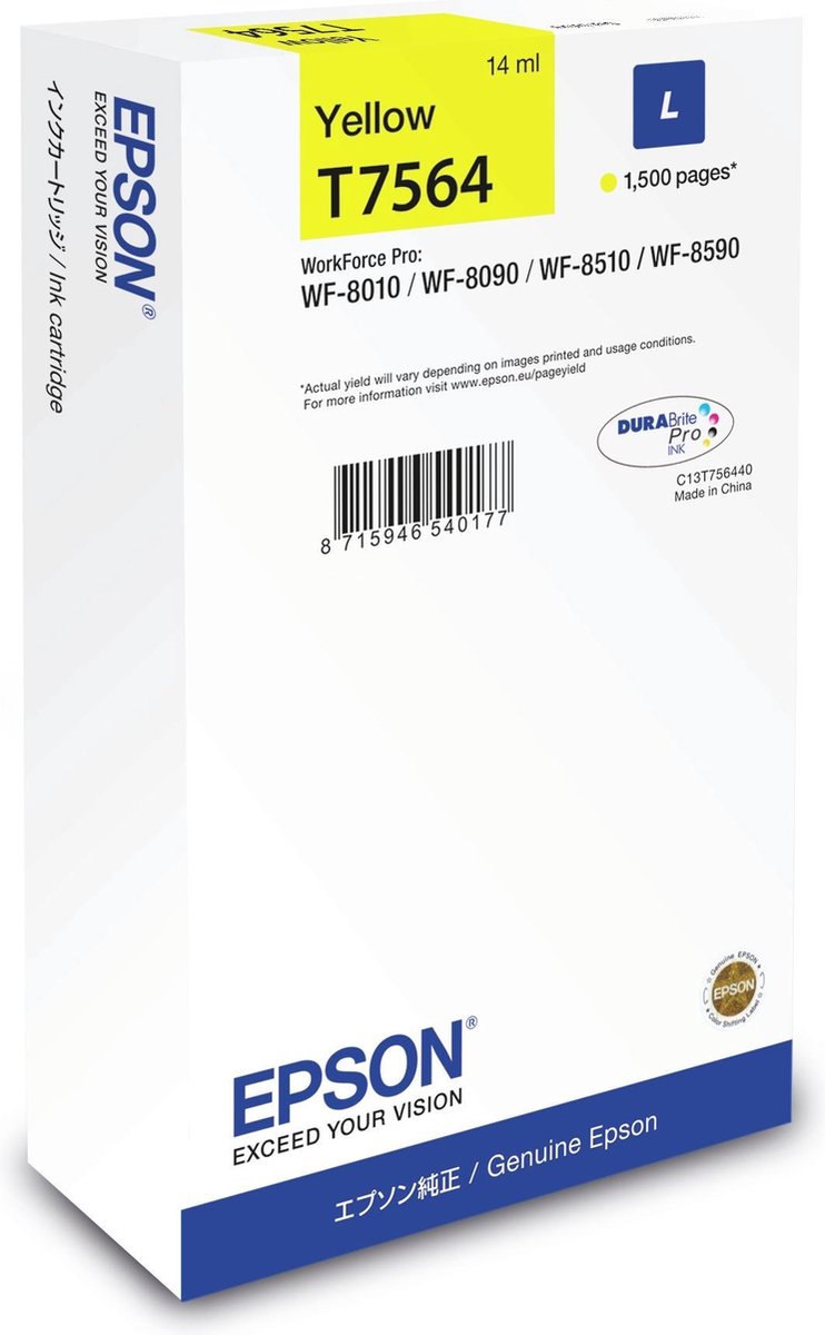 Epson T7564 - Inktcartridge / Geel