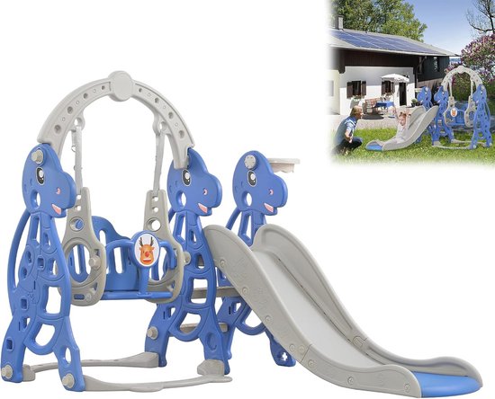 Toboggan Balançoire 8 En 1 Pour Enfants - Avec Panier De Basket, Télescope, Aire De Jeux - Pour Intérieur Et Extérieur - 8