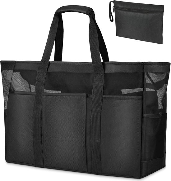MULTIONS Strandtas voor vrouwen, grote waterdichte strandtassen met rits, reistas voor vrouwen, overnachting, schoudertas, handtassen voor zwembad, strand, vakantie, ssentials winkelen, sportschool
