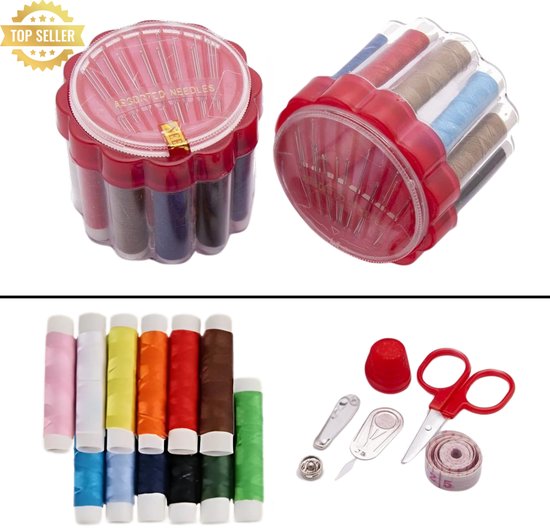 Foto: Naaiset complete naai set met garen naalden schaar accessoires 12 kleuren draad compact draagbaar naaien accesoires naald en draad borduur naald ideaal voor reizen thuisgebruik