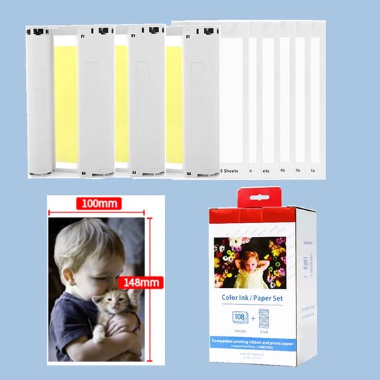 Vervang voor Canon Selphy cp1500 cp1300 fotopapier KP-108IN cartridge