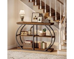 Tribesigns Consoletafel - Sidetable - Hout - Bruin - Industrieel - 105 x 30 x 80 cm - Console Tafel voor Hal, Woonkamer, Entree