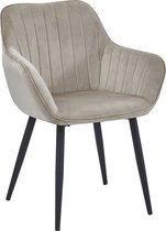 Colenis® - Chaise de salle à manger Luna - Set de 6 - Beige - Velours - Style industriel - Avec accoudoirs