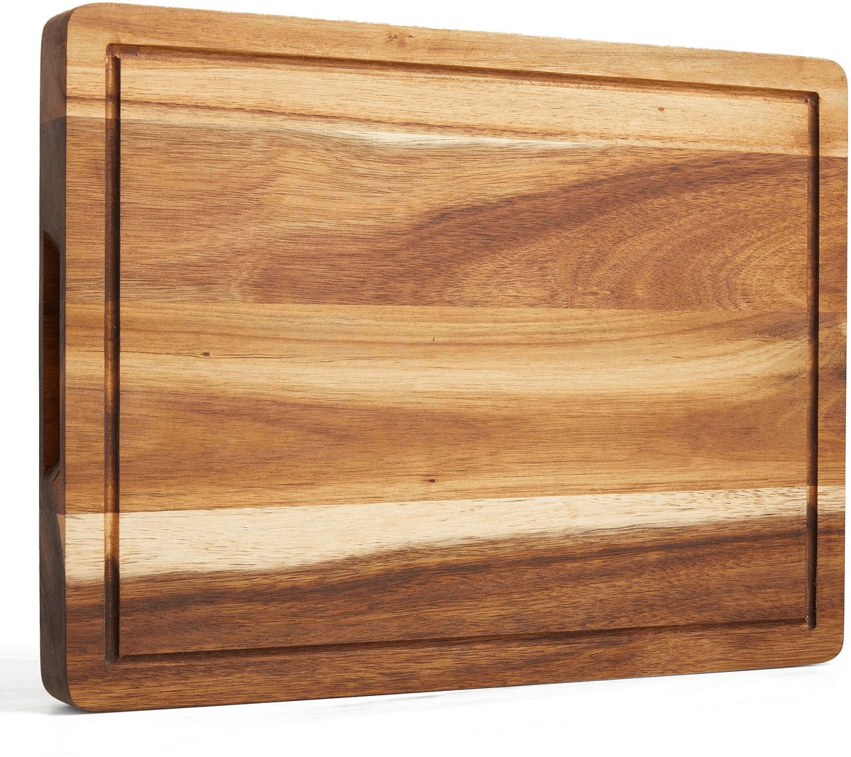 Bikolo® Houten Snijplank - Borrelplank - Serveerplank - Tapasplank - Met Handvaten en Serveerkanaal - Acaciahout