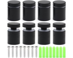 8 stuks glazen standoff bevestigingen 19 x 25 mm roestvrij staal reclame schroef nagels standoff muur bevestigingen met schroeven voor montage en bevestiging zwart