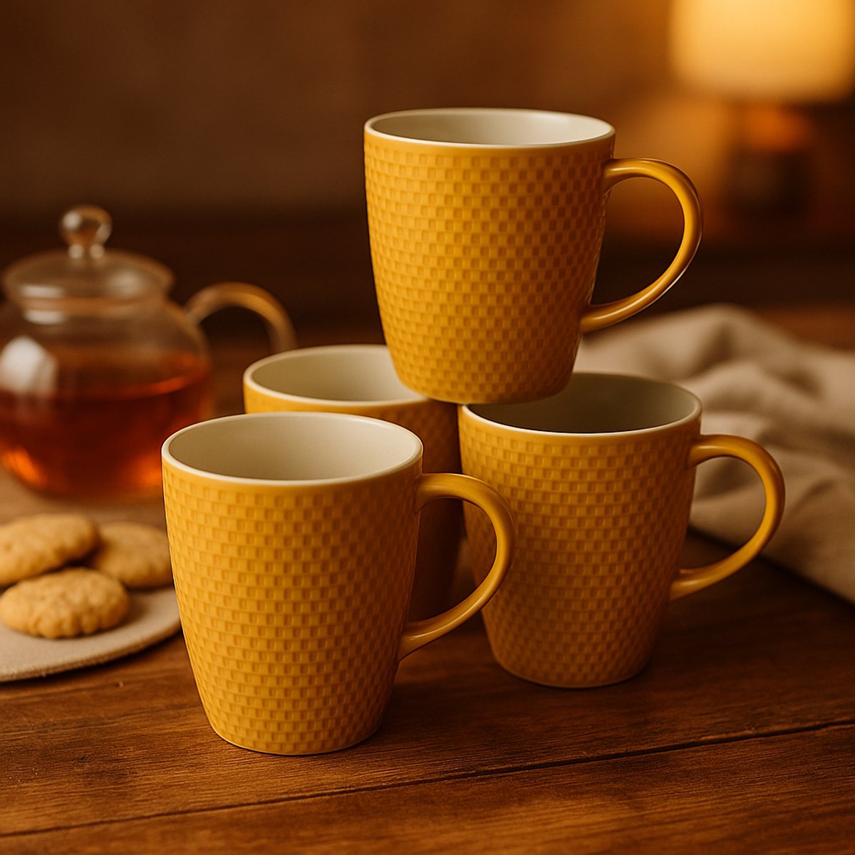 Mok - Mokken set van 4 - Mokken met oor - Mokken kleur Golden Berry