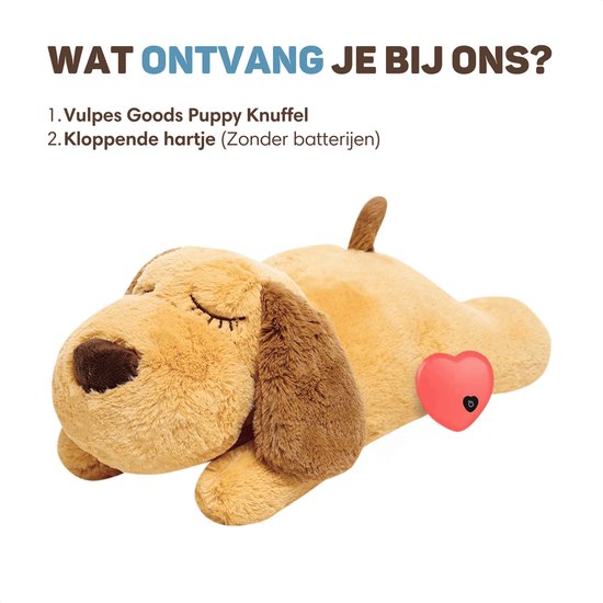 De Vulpes Goods knuffelhond met kloppend hartje (zonder batterijen).