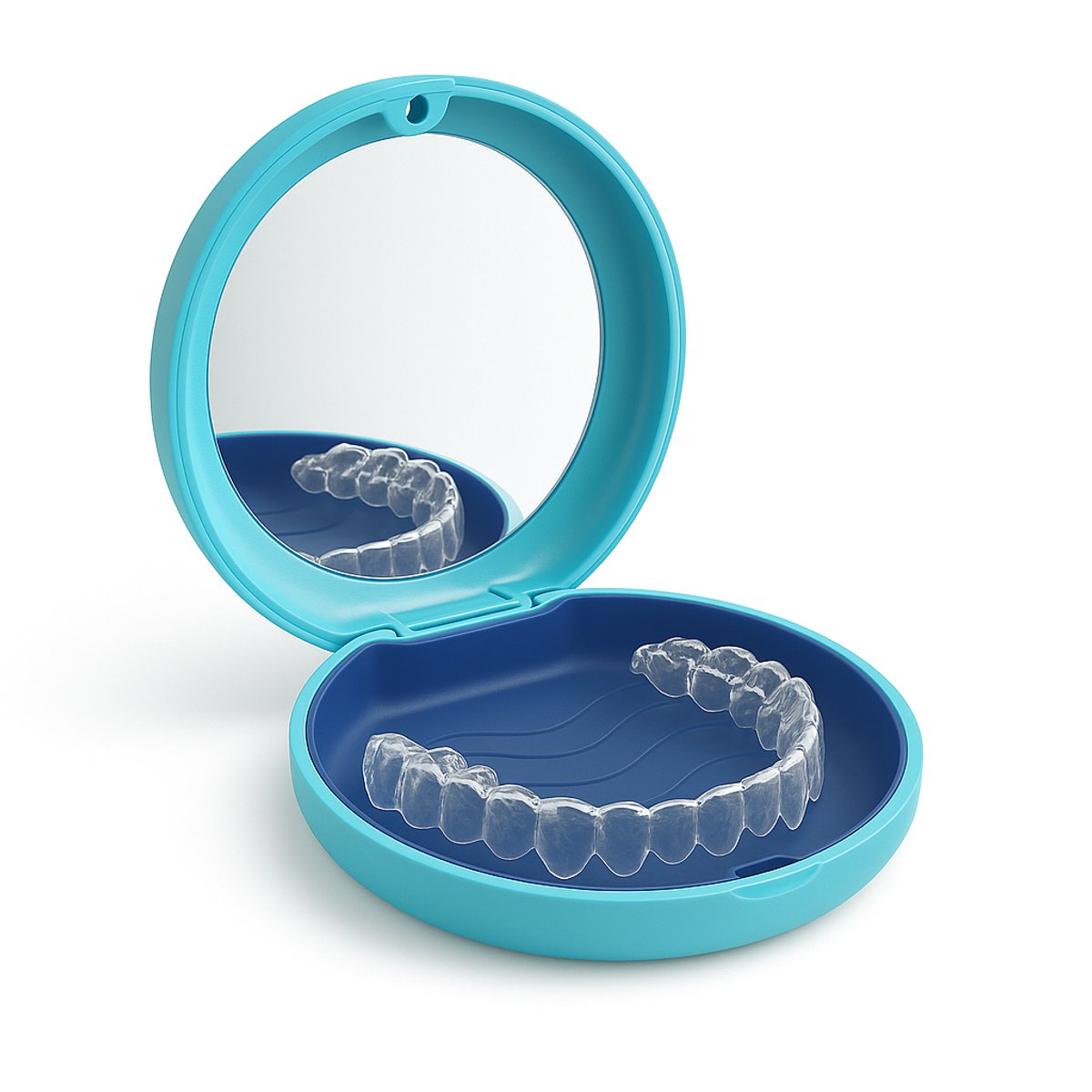 Aligner Bakje met Spiegel – Luxe Opbergdoosje voor Invisalign, Retainers & Nachtbeugels – Hygiënisch & Compact