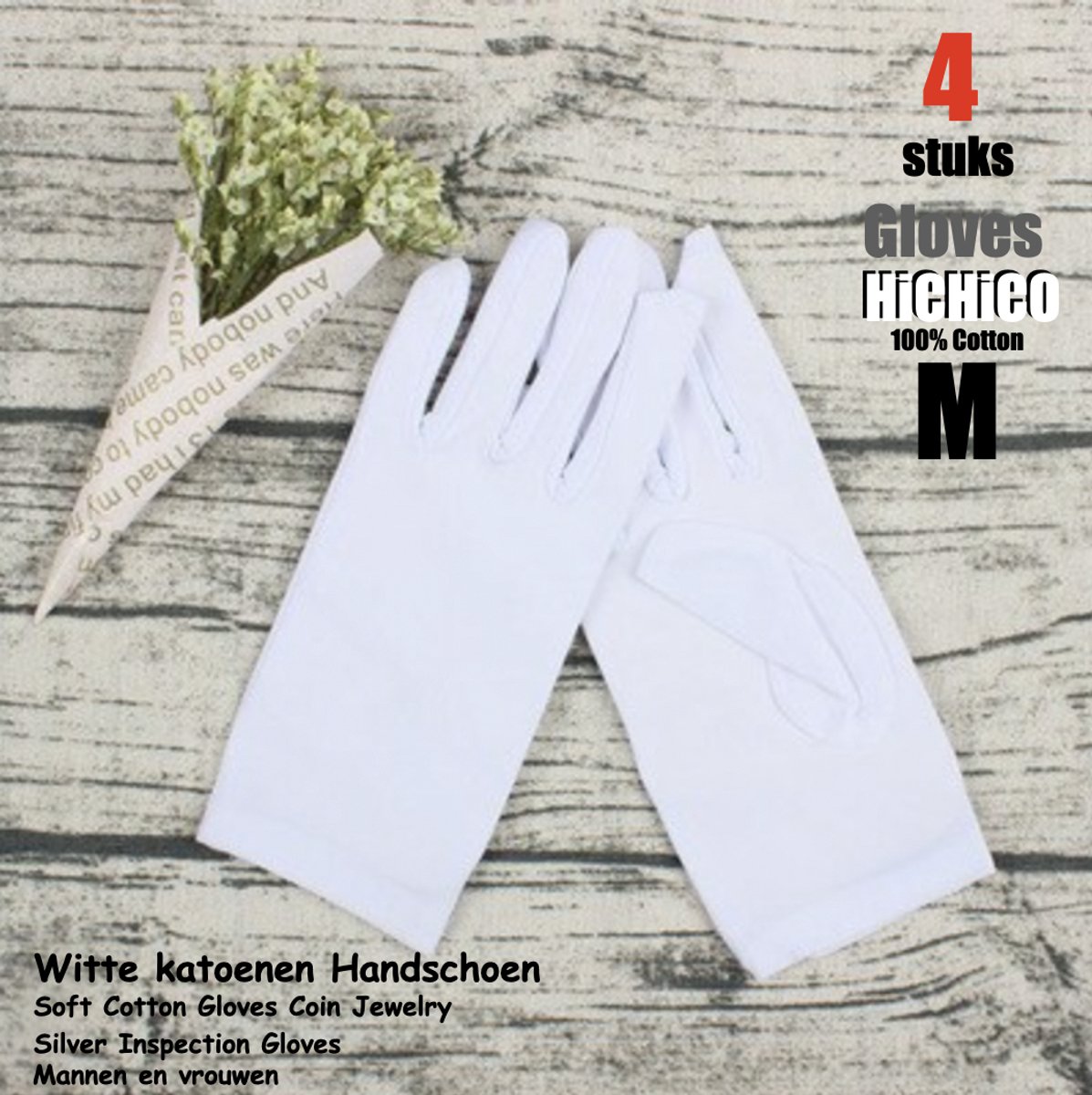 Dames handschoenen Wit maat ML 4stuks – 2paar Vrouwelijke Beschermende Handschoenen maat ML voor vrouwen - Gezondheidszorg – Jewelry - eczeem / allergie / handcreme - juweliers / munt handschoen - 30% Cotton, 70% Spandex(Viscose) hoge kwaliteit