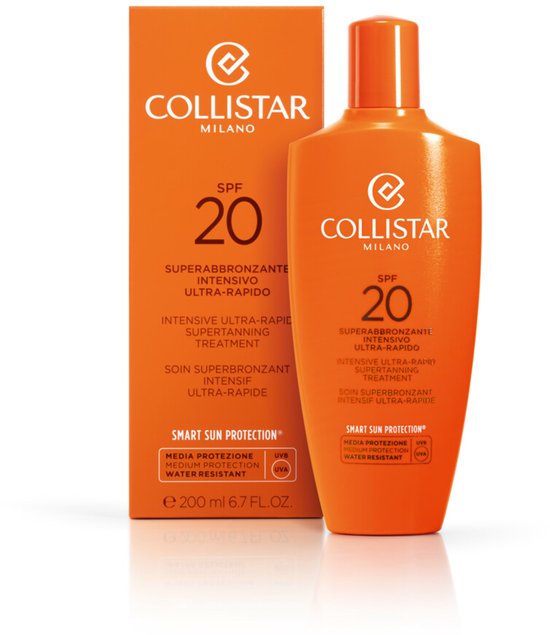 Collistar zonnebrandmelk SPF 20 en oranje doos.