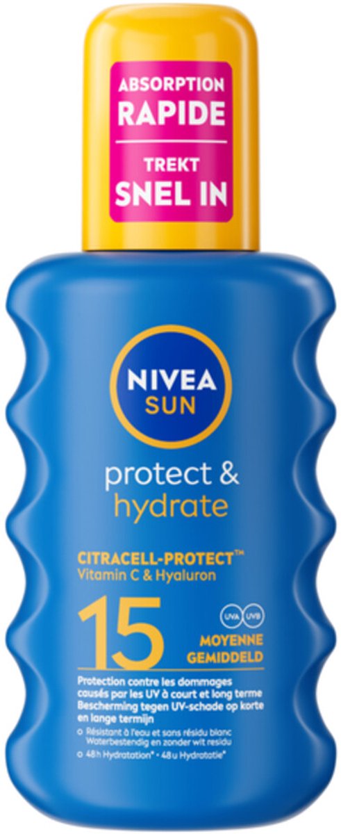 NIVEA Sun Protect & Hydrate Zonnespray SPF 15 - 6 x 200 ml - Voordeelverpakking