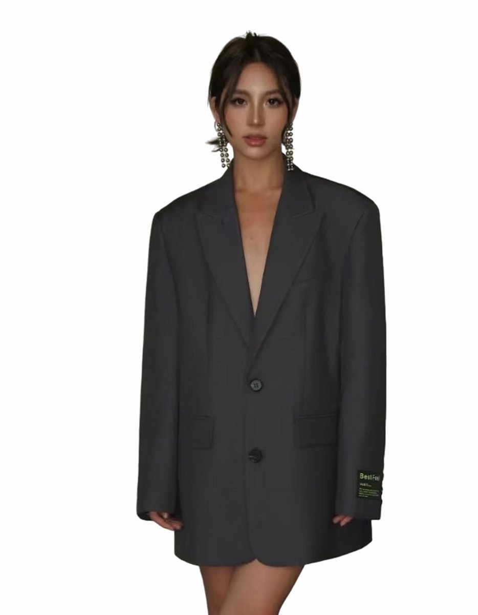 Dames Oversized Blazer - Mode - Colbert - Kostuumjas - Jasje - Suit - Grijs