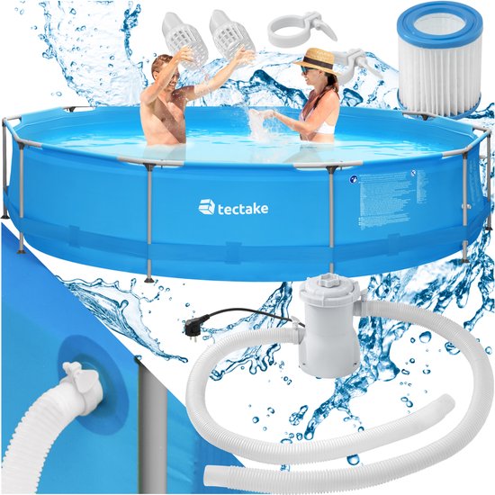 tectake bovengronds rond opzetzwembad 360x76 cm complete set met pomp