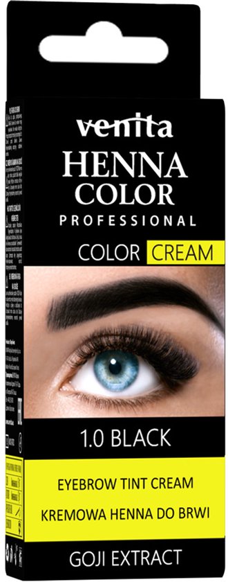 Doosje Venita Henna Color Professional wenkbrauwverf 1.0 Black.