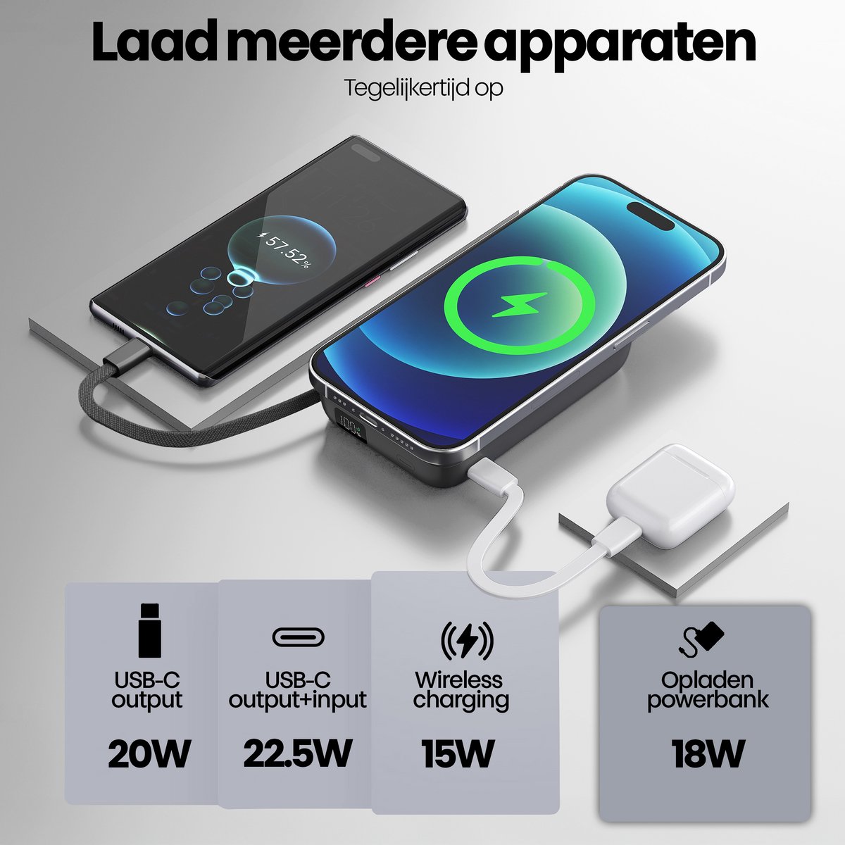 Phreeze Powerbank met MagSafe Draadloos Opladen en - afbeelding 2