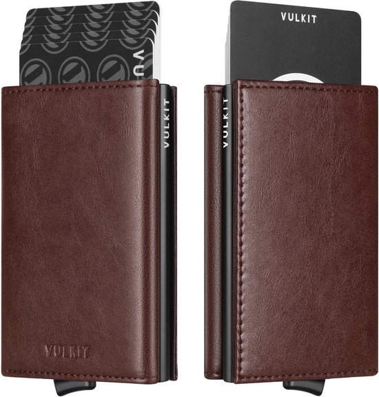 CLICKSAFE® Creditcardhouder Met Muntvak en Bankbiljettenvak Van Kunstleer in Carbonlook - Zwart Aluminium Kluis Met RFID-Bescherming (Kaarthouder, Slim Wallet