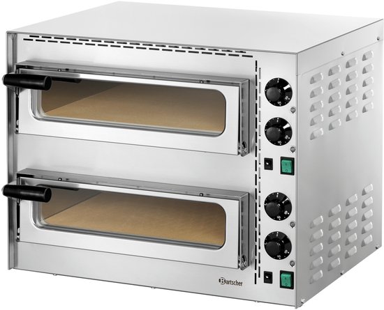 Bartscher Pizza Oven - Mini Plus 2 - RVS - 2x Ø350mm - 2 Kamers - 230V - 570x550x475mm - Horeca Oven