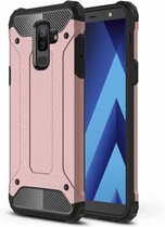 Ntech Hoesje Geschikt Voor Samsung Galaxy A6 Plus (2018) Dual layer Armor Hoesje - RoseGoud