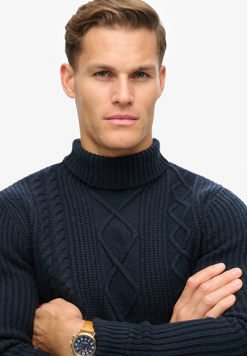 Superdry The Merchant Store Coltrui met kabelpatroon Heren Sweaters Blauw