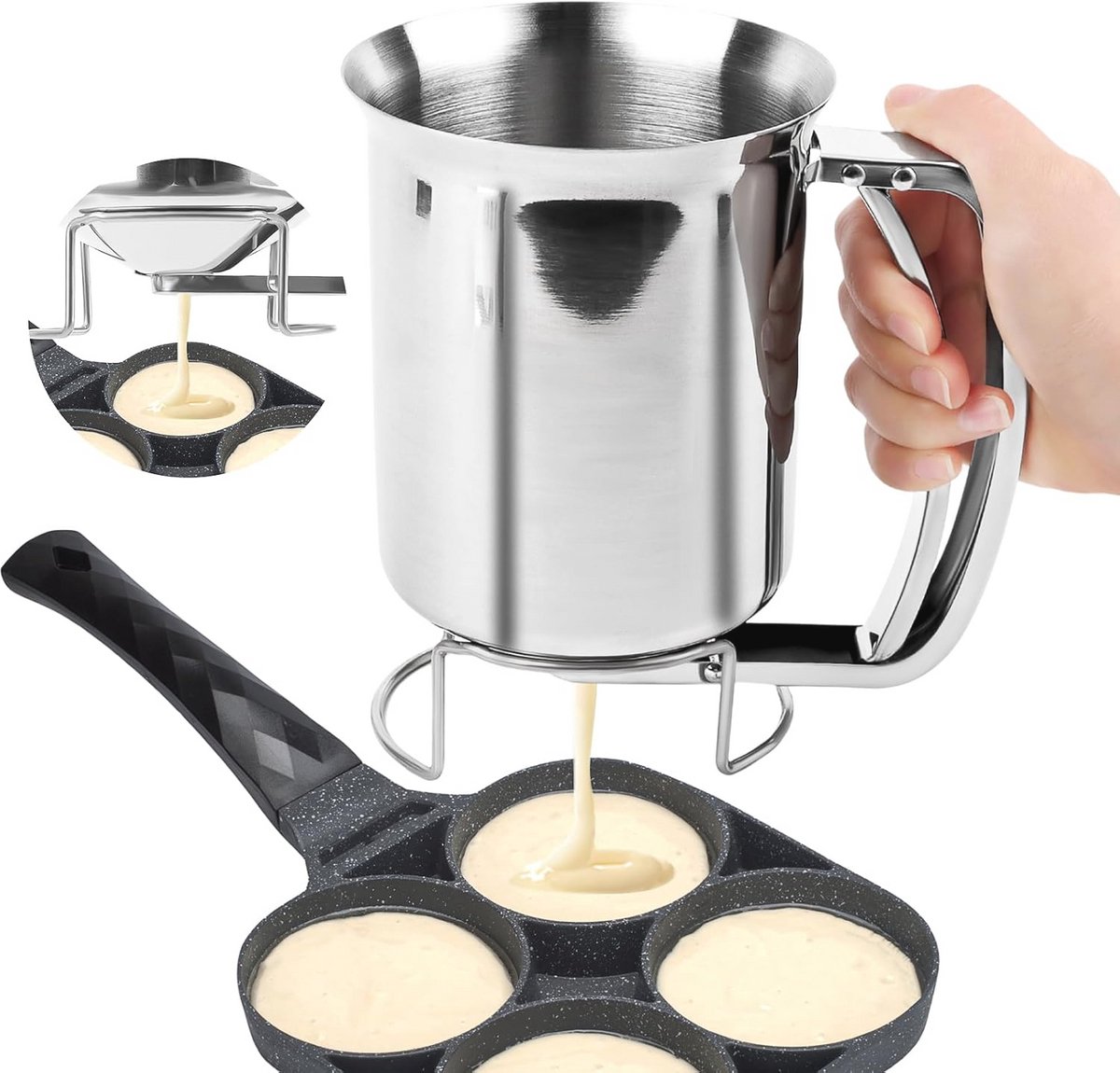 Roestvrijstalen Deegdispenser 800 ml - Perfect voor Pannenkoeken en Gebakken Lekkernijen