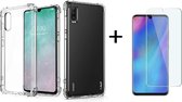 Ntech Huawei P30 Transparent Anti Burst Hoesje Shock Proof TPU Case + Glazen Screenprotector