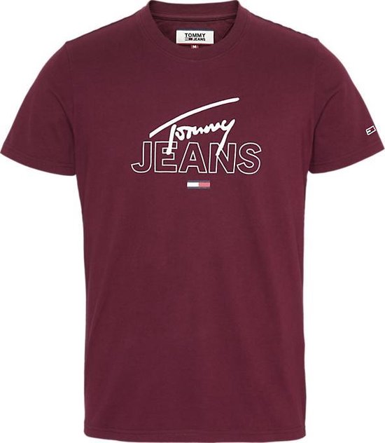 Tommy Hilfiger T-shirt Logo Bordeaux (DM0DM07011 - VA2) - M | bol.com