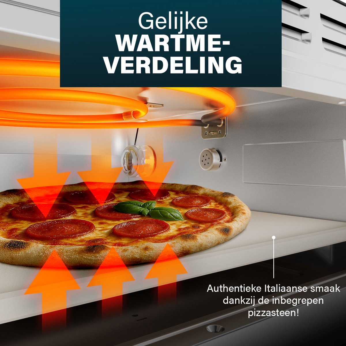 Princess 112780 Pizza Oven Pro Max - Tot 400°C - 2100W - 15 Liter - Pinsa Oven - Elektrische Pizzaoven 30cm - Tafelmodel - Inclusief Natuurstenen Pizzasteen- Digitale bediening - Zwart – foto 6