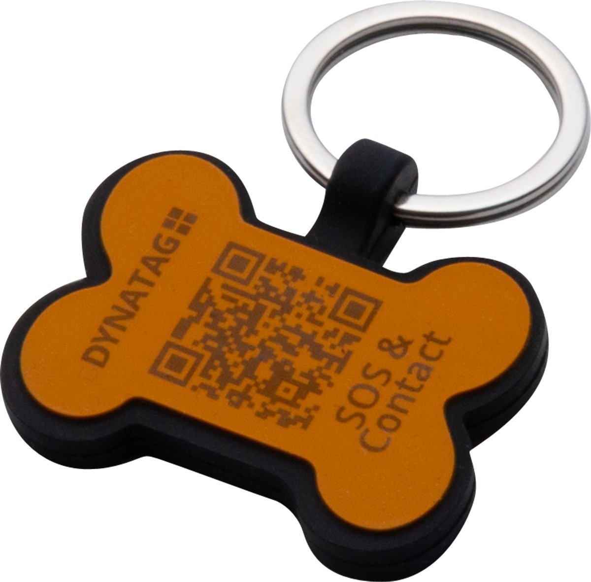 DynaTag Hondenpenning met QR-code - SOS Penning Hond Botje Siliconen Oranje