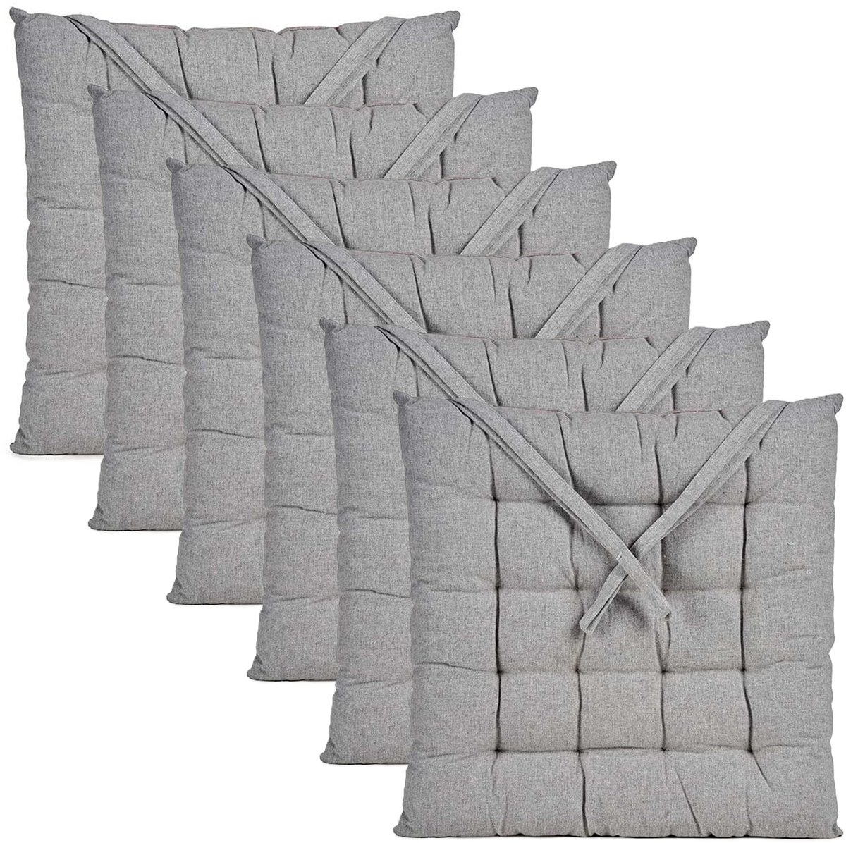 Giftdecor Stoelkussen Decorama - 6x - binnen/buiten - lichtgrijs - 40 x 40 x 5 cm - polyester
