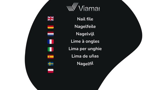 Viamart® – Limes à ongles professionnelle – Double face – Acier inoxydable – Acier – Limes à ongles pour ongles des mains et des pieds – Design ergonomique – Avec côté fin et côté grossier – Comprend un étui de rangement de Luxe – Couleur : Argent