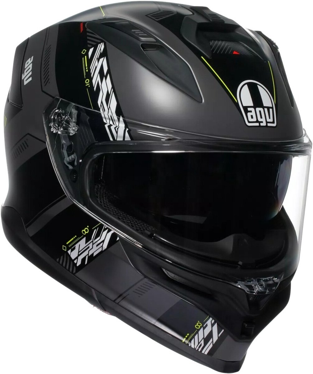 AGV K7 Kyber Mat Zwart Geel Integraalhelm - Maat XL - Helm